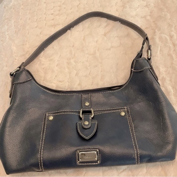 Liz Claiborne Black Pebble Leather Shoulder Bag Bucket Interior like hobo. - Picture 8 of 8